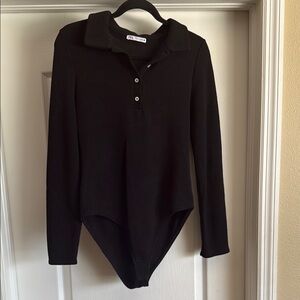 Zara Black Fitted Polo Bodysuit